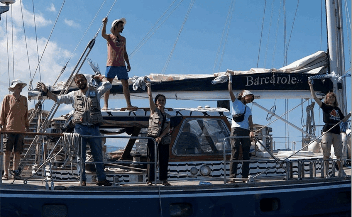 Activist Greta Thunberg and crew stand aboard the aid ship Madleen, which left the Italian port of Catania on June 1 to travel to Gaza to deliver humanitarian aid, in this picture released on June 2, 2025 on social media. Freedom Flotilla Coalition/via REUTERS THIS IMAGE HAS BEEN SUPPLIED BY A THIRD PARTY. MANDATORY CREDIT.